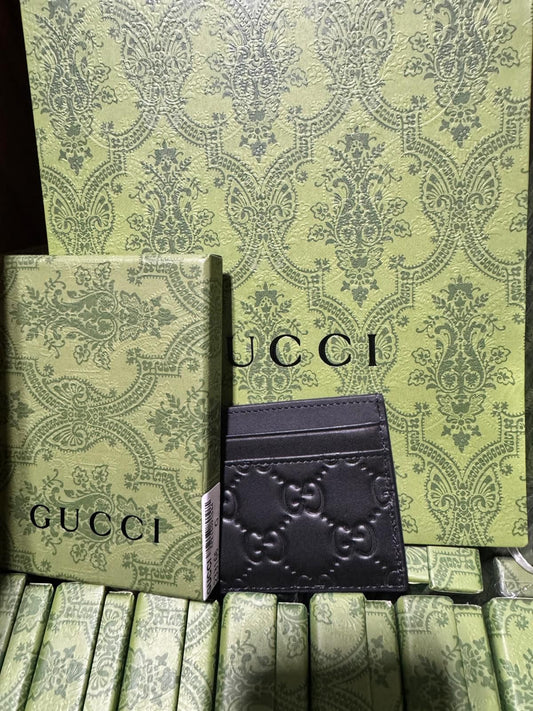 Gucci Guccissima Black Leather Card Case Card Holder