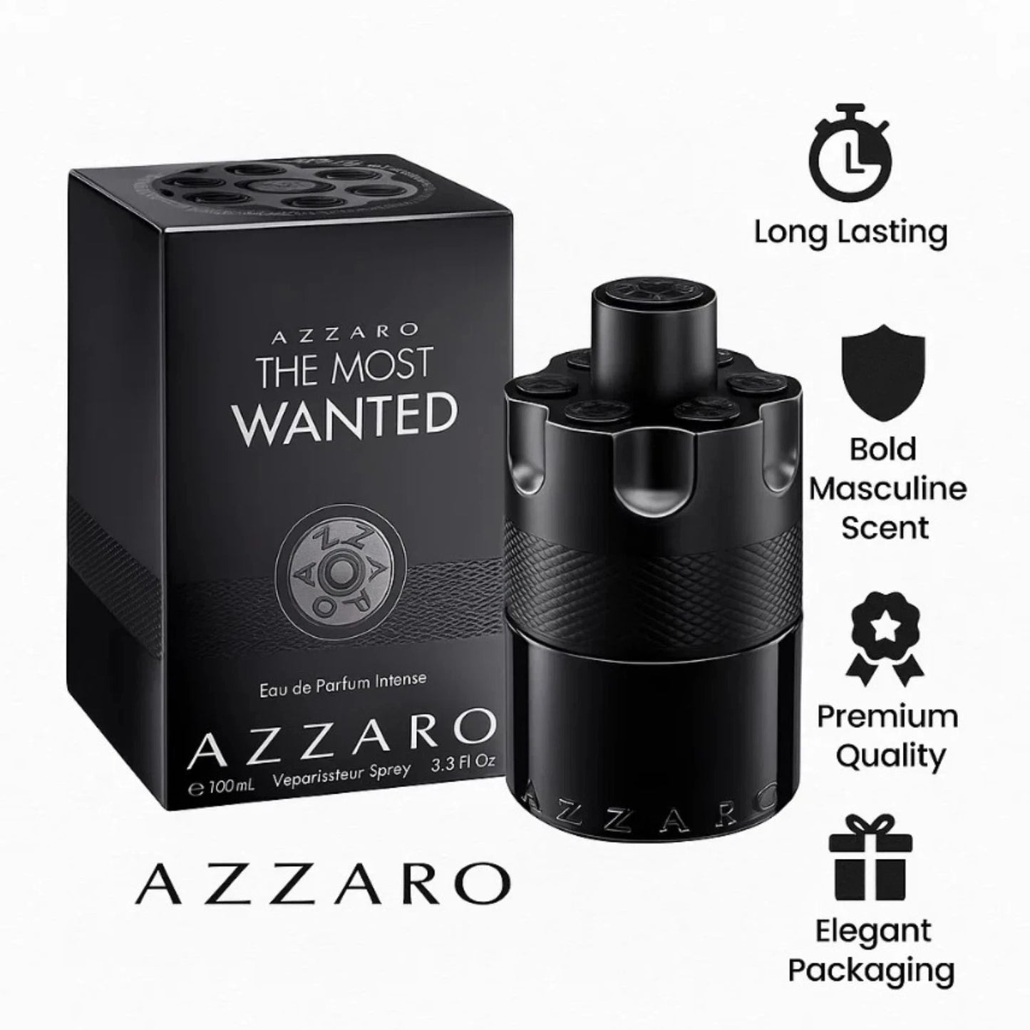 Azzaro The Most Wanted 3.4 oz./ 100 ml. PARFUM EDP Spray for Men Black NEW